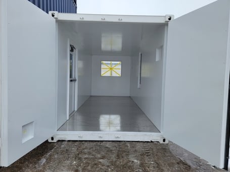 customized shipping container with windows and doors