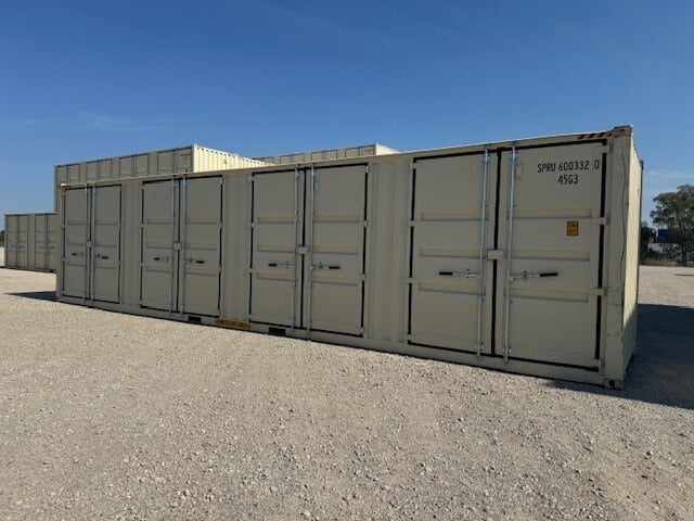 40’ high cube with 4 sets of doors separated by posts between them