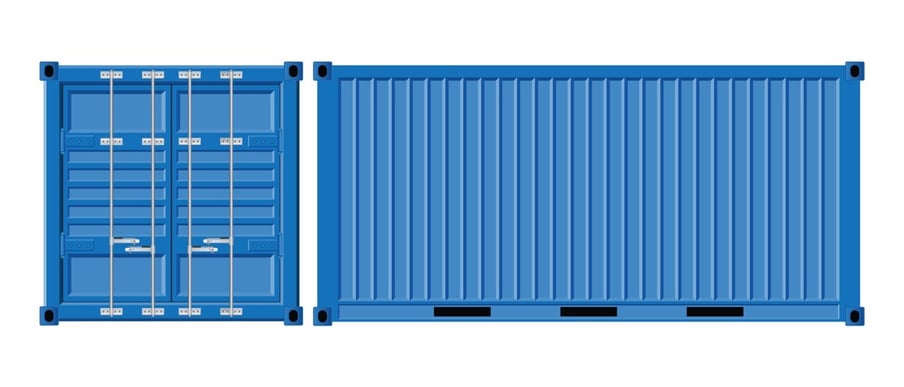 Blue shipping container constructin layout