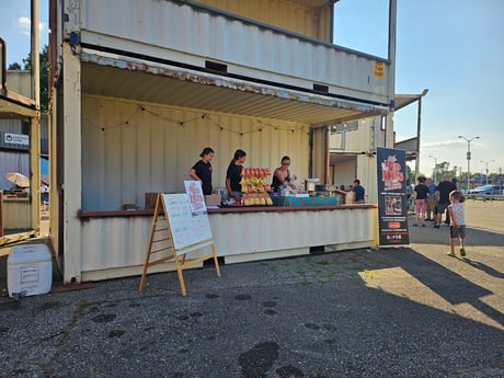 Modified shipping container theater concession stand