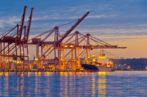 Night view of shipping port