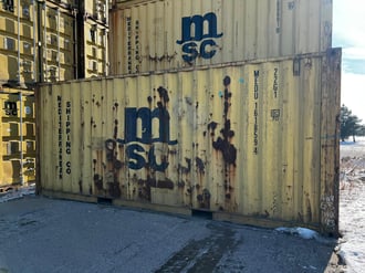 Rust on side on shipping container