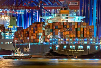 Shipping containers loaded on cargo ship