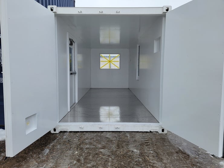 bright white modified shipping container